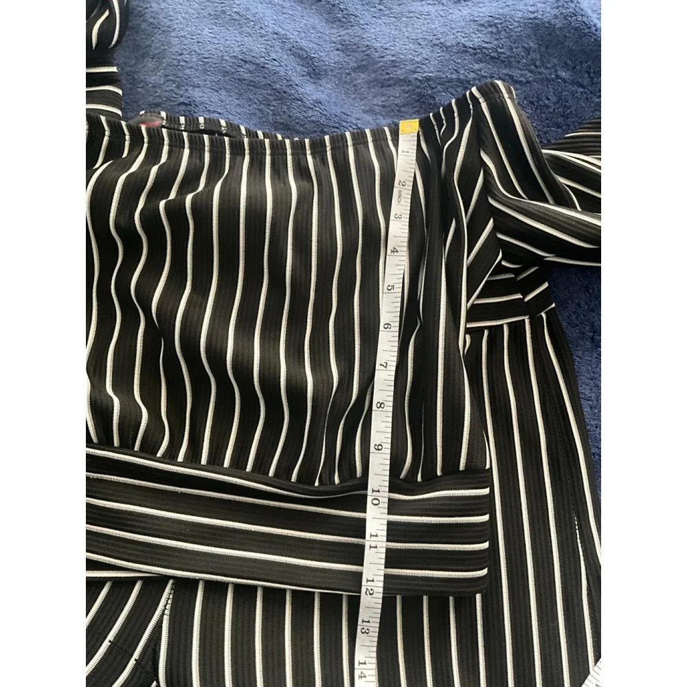 black and white striped two-piece set